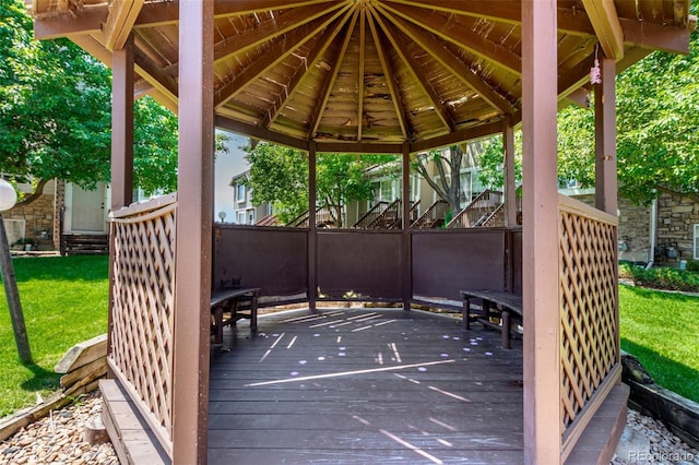 1885 S Quebec Way Unit G 106, Denver, CO 80231 - wooden terrace featuring a gazebo and a yard