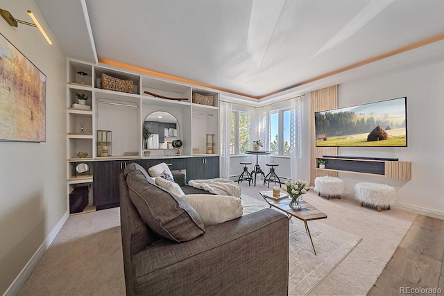 living room featuring light hardwood / wood-style floors