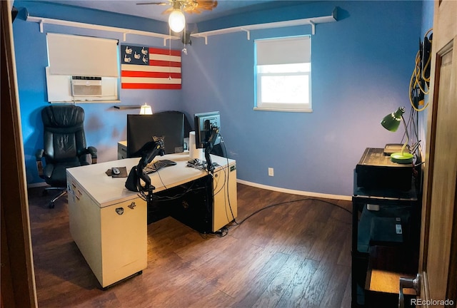 11861 Claude Way, Northglenn, CO 80233 - office with a ceiling fan, dark wood-style flooring, and cooling unit