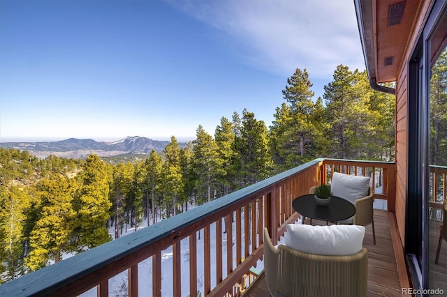 balcony with a mountain view