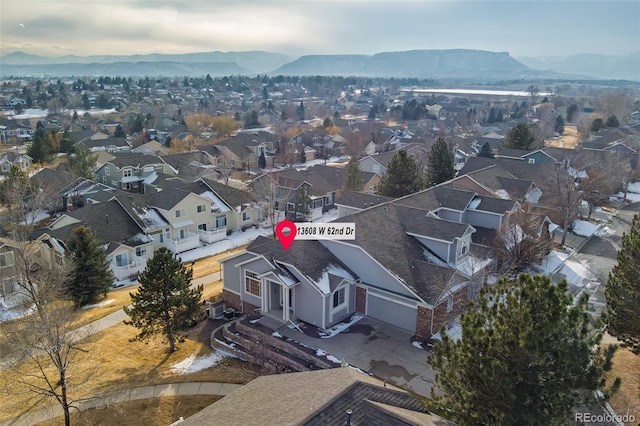 aerial view featuring a mountain view