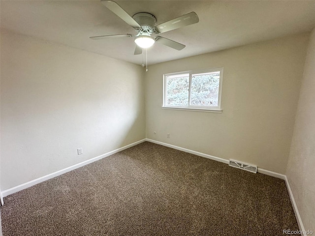 6640 S Heritage Pl W, Centennial, CO 80111 - unfurnished room with dark carpet, baseboards, a ceiling fan, and visible vents