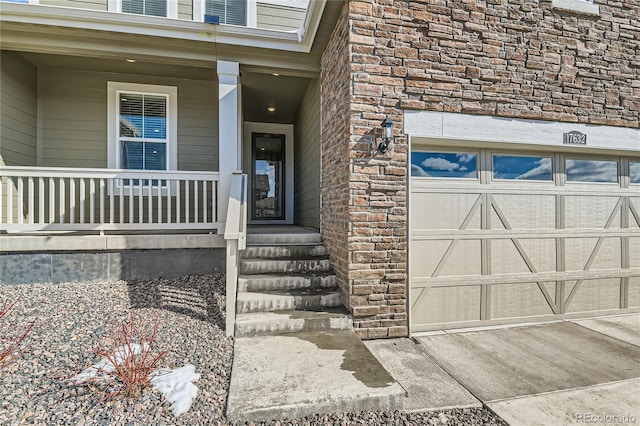 doorway to property with brick siding