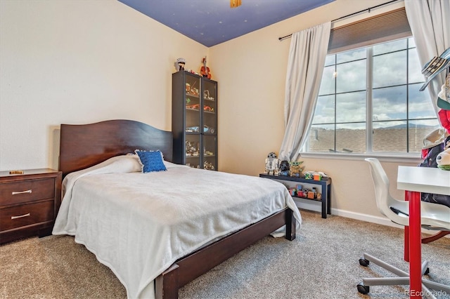 bedroom with baseboards and carpet floors