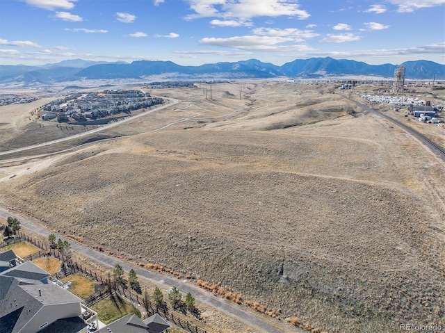 drone / aerial view with a mountain view