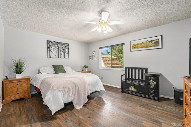 9354 Field Ln, Broomfield, CO 80021 - bedroom with a textured ceiling, hardwood / wood-style flooring, and ceiling fan