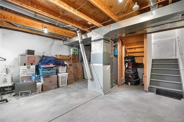 18897 E Linvale Pl, Aurora, CO 80013 - unfinished basement featuring stairs and heating unit