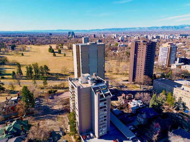 bird's eye view featuring a mountain view and a city view