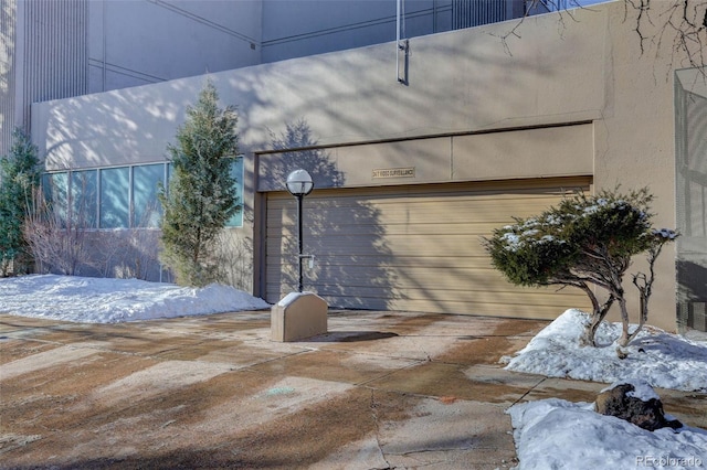 exterior space featuring a garage