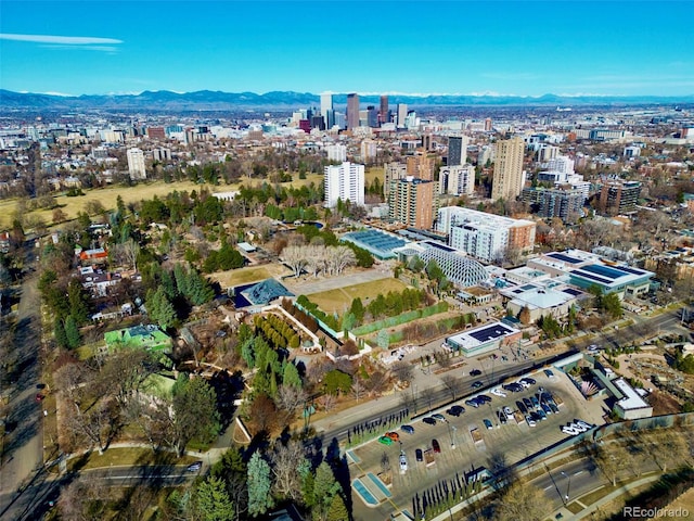 bird's eye view featuring a mountain view and a city view