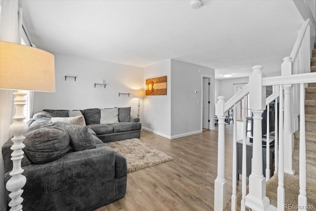 living room with hardwood / wood-style floors