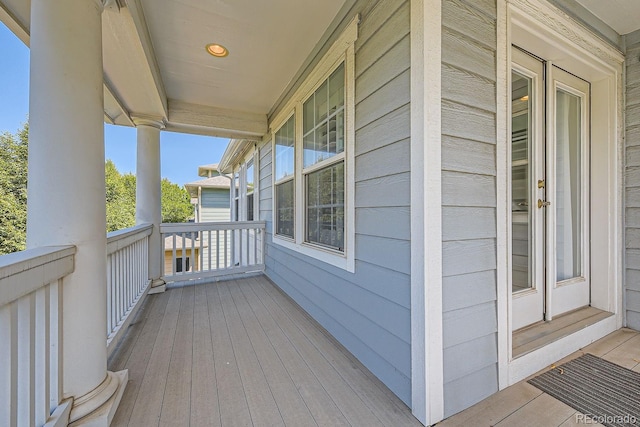 wooden deck with covered porch