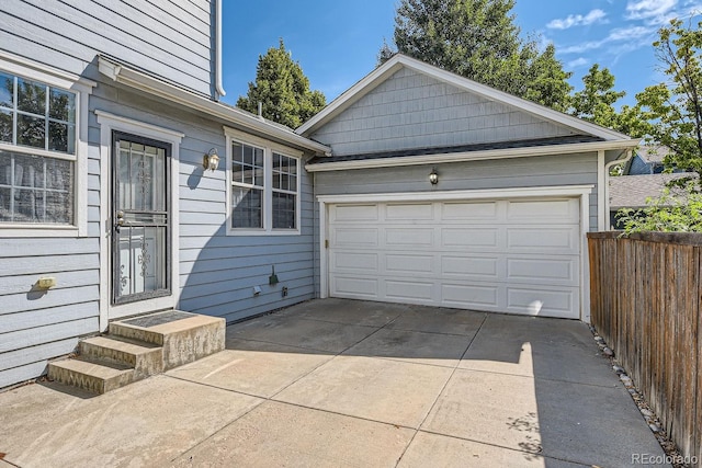 view of garage