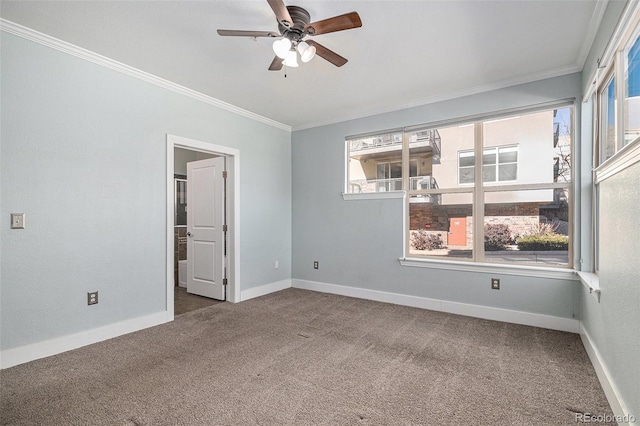 9039 E Panorama Cir Unit C201, Englewood, CO 80112 - carpeted empty room featuring crown molding and ceiling fan