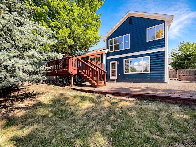 5005 W 128th Pl, Broomfield, CO 80020 - rear view of property with a deck, stairs, and a patio area