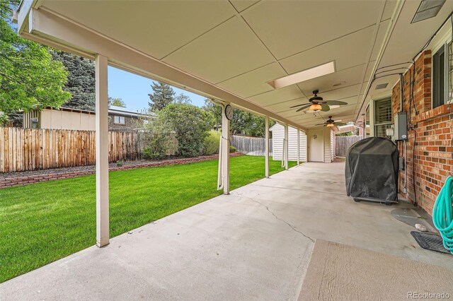 678 S Oswego Ct, Aurora, CO 80012 - view of patio / terrace with a ceiling fan and area for grilling