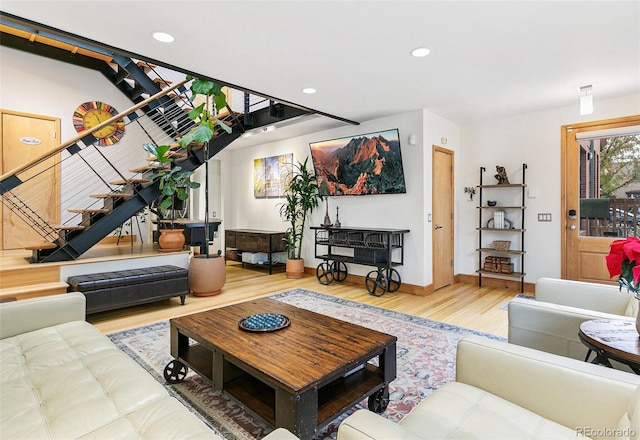 living room featuring wood-type flooring