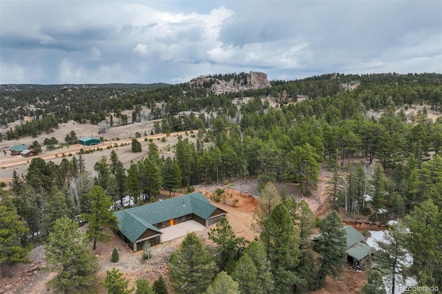 drone / aerial view with a forest view