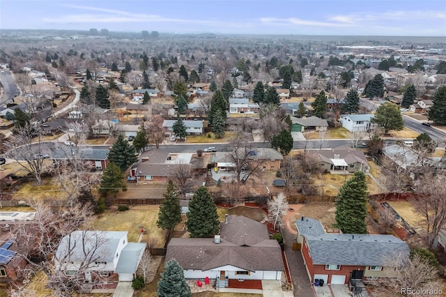 bird's eye view with a residential view