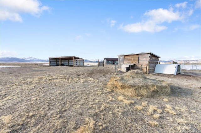 view of outdoor structure featuring a mountain view