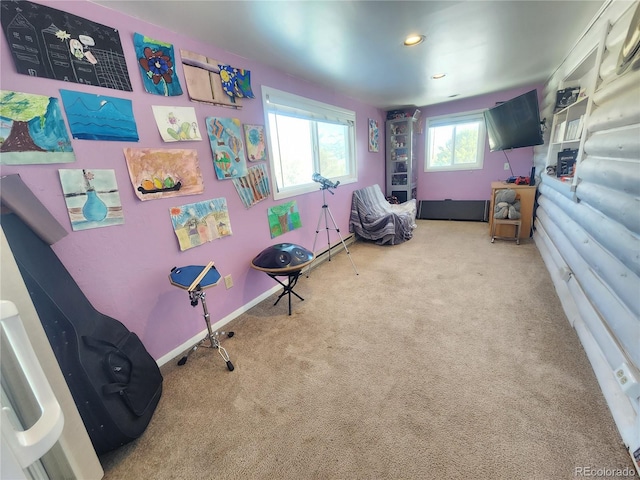 game room featuring carpet flooring