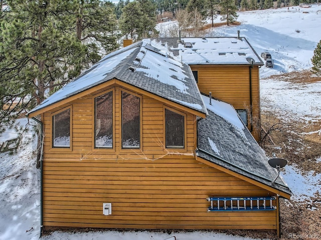 view of snow covered exterior