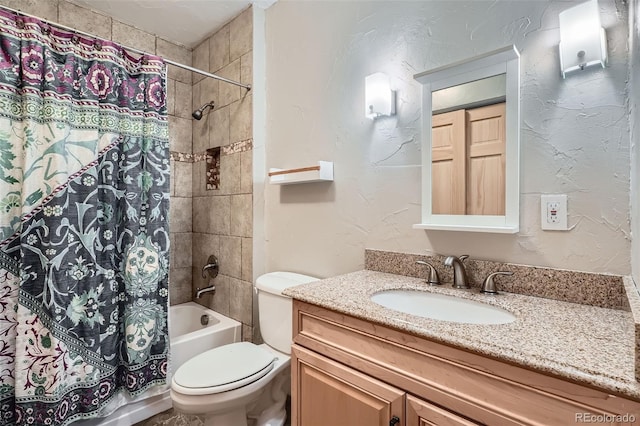 full bathroom featuring vanity, toilet, and shower / bath combo