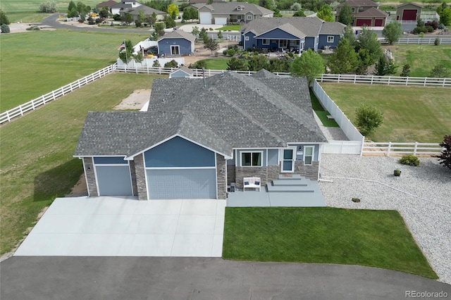 bird's eye view with a rural view