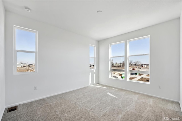 spare room featuring plenty of natural light and carpet flooring