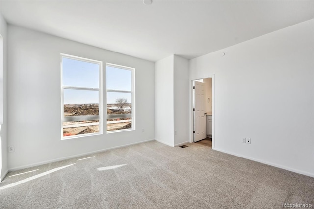 spare room featuring light carpet