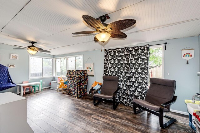 3111 Troy St, Aurora, CO 80011 - living area with ceiling fan and wood finished floors