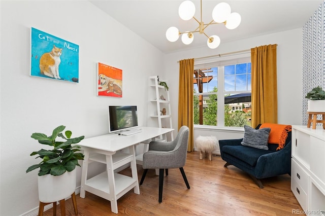 6046 Gilbert Way, Golden, CO 80403 - office featuring a chandelier and light wood-style floors