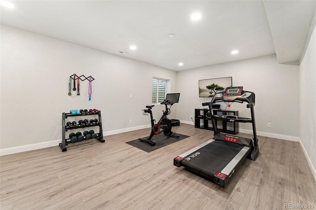 6046 Gilbert Way, Golden, CO 80403 - workout area featuring wood finished floors and recessed lighting