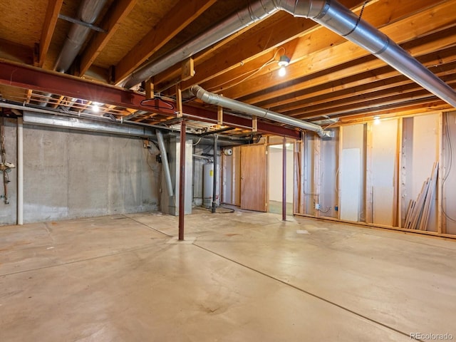 basement with water heater