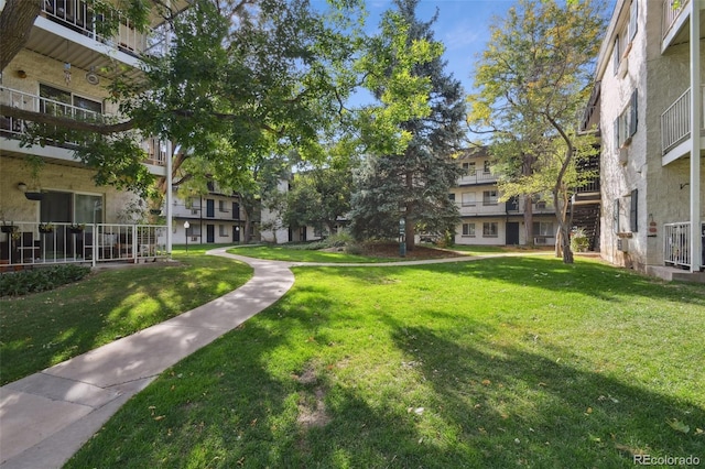view of community featuring a lawn