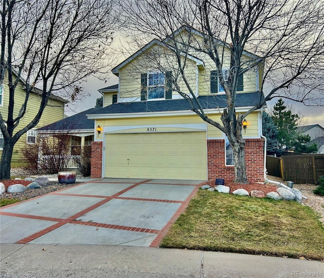 front of property featuring a garage