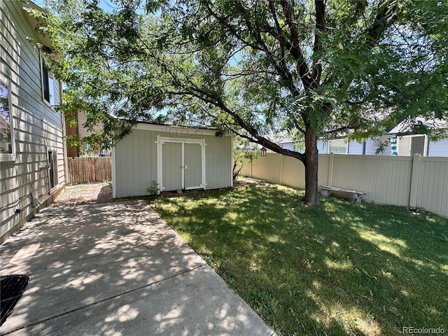 13191 Umatilla St, Denver, CO 80234 - fenced backyard featuring a shed and a patio area