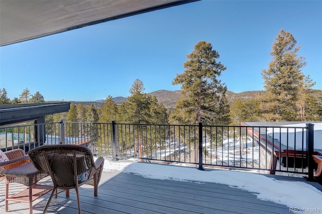 deck with a mountain view