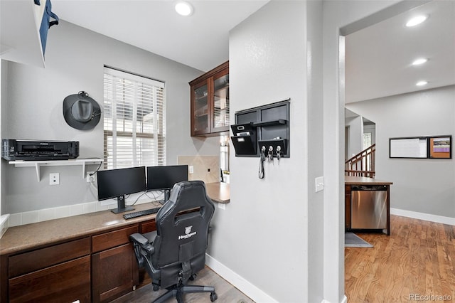 3644 Wabash St, Denver, CO 80238 - office featuring light wood-style flooring, baseboards, and recessed lighting