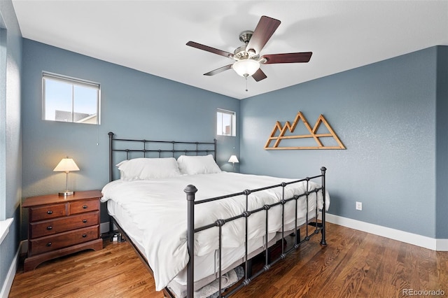 3644 Wabash St, Denver, CO 80238 - bedroom featuring wood finished floors, baseboards, and ceiling fan