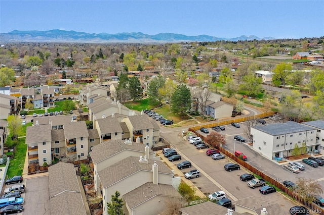 birds eye view of property featuring a residential view and a mountain view
