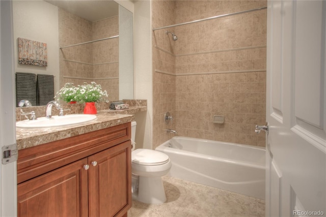 8594 W Quarto Ave, Littleton, CO 80128 - bathroom with vanity, tub / shower combination, and tile patterned floors