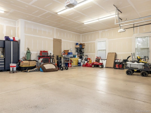 garage with a garage door opener