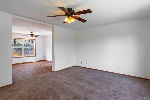 1136 Bird Point Dr, Cotopaxi, CO 81223 - carpeted empty room featuring visible vents, baseboards, and ceiling fan