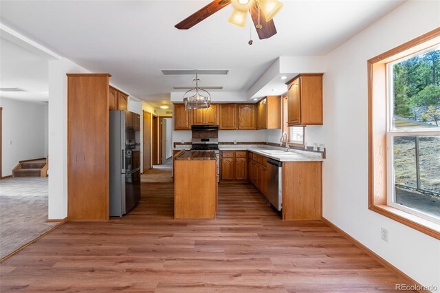1136 Bird Point Dr, Cotopaxi, CO 81223 - kitchen featuring light wood finished floors, a sink, a wealth of natural light, and appliances with stainless steel finishes