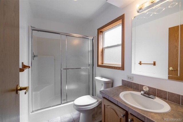 1136 Bird Point Dr, Cotopaxi, CO 81223 - full bath with vanity, toilet, a stall shower, and tile patterned floors
