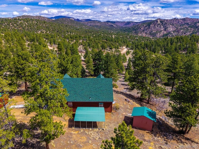 1136 Bird Point Dr, Cotopaxi, CO 81223 - bird's eye view featuring a wooded view and a mountain view