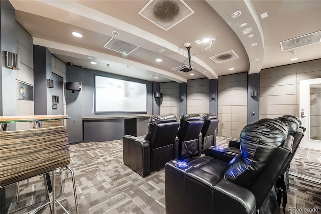 1150 Inca St Unit 43, Denver, CO 80204 - home theater featuring light colored carpet and recessed lighting