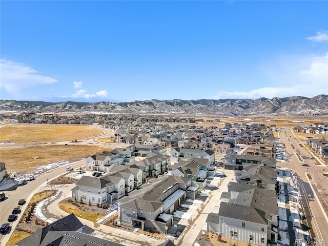 bird's eye view with a mountain view and a residential view
