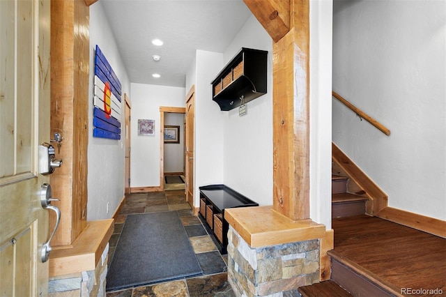 200 Antler Way, Winter Park, CO 80482 - mudroom with stone tile flooring, baseboards, and recessed lighting